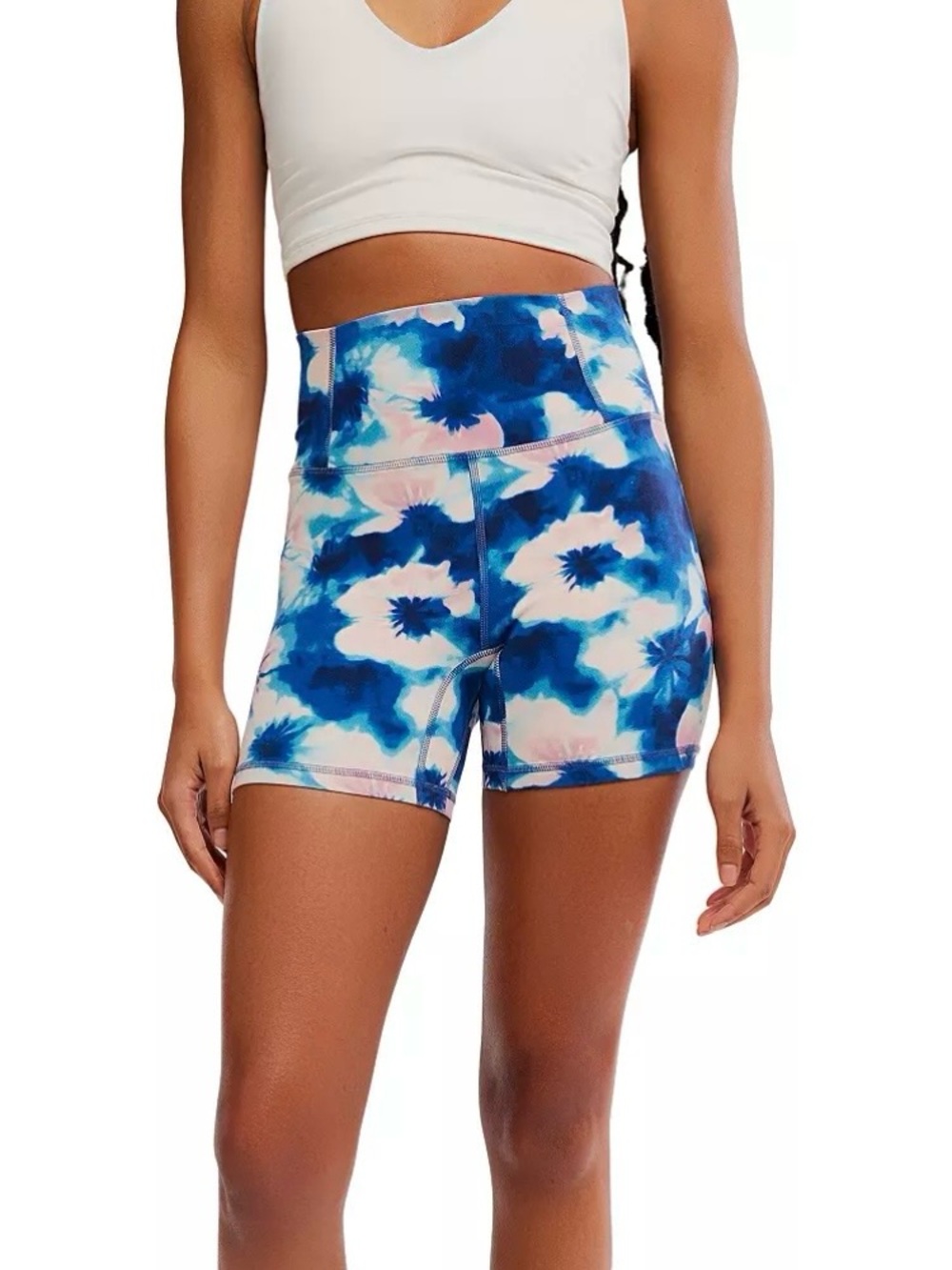 NEW FP Movement Never Better Bike Shorts Size Medium Free People Blue Tie Dye